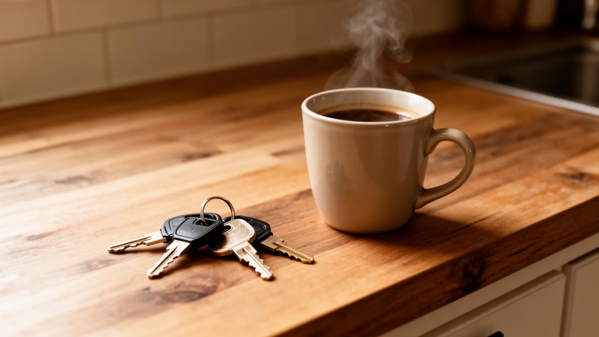 House keys resting on a table