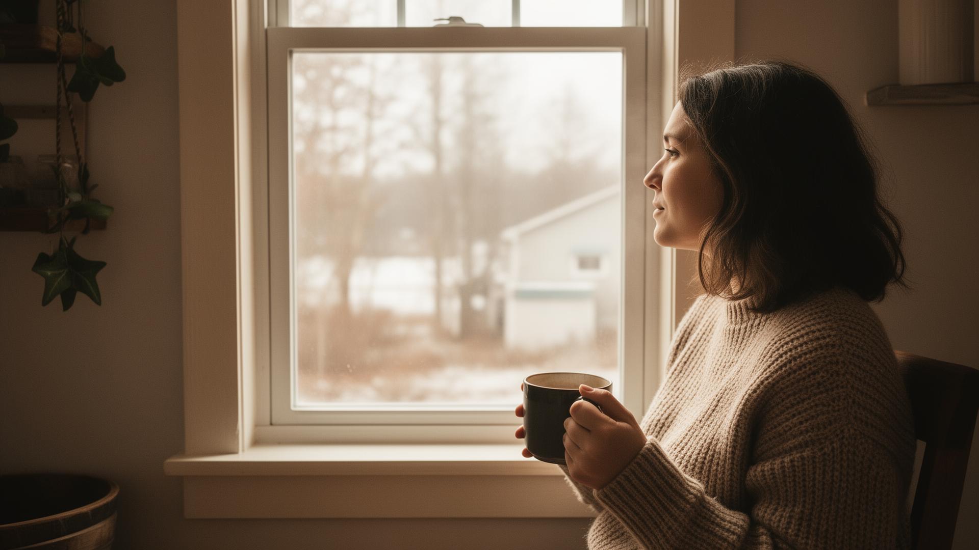 A quiet moment at home during a major life transition